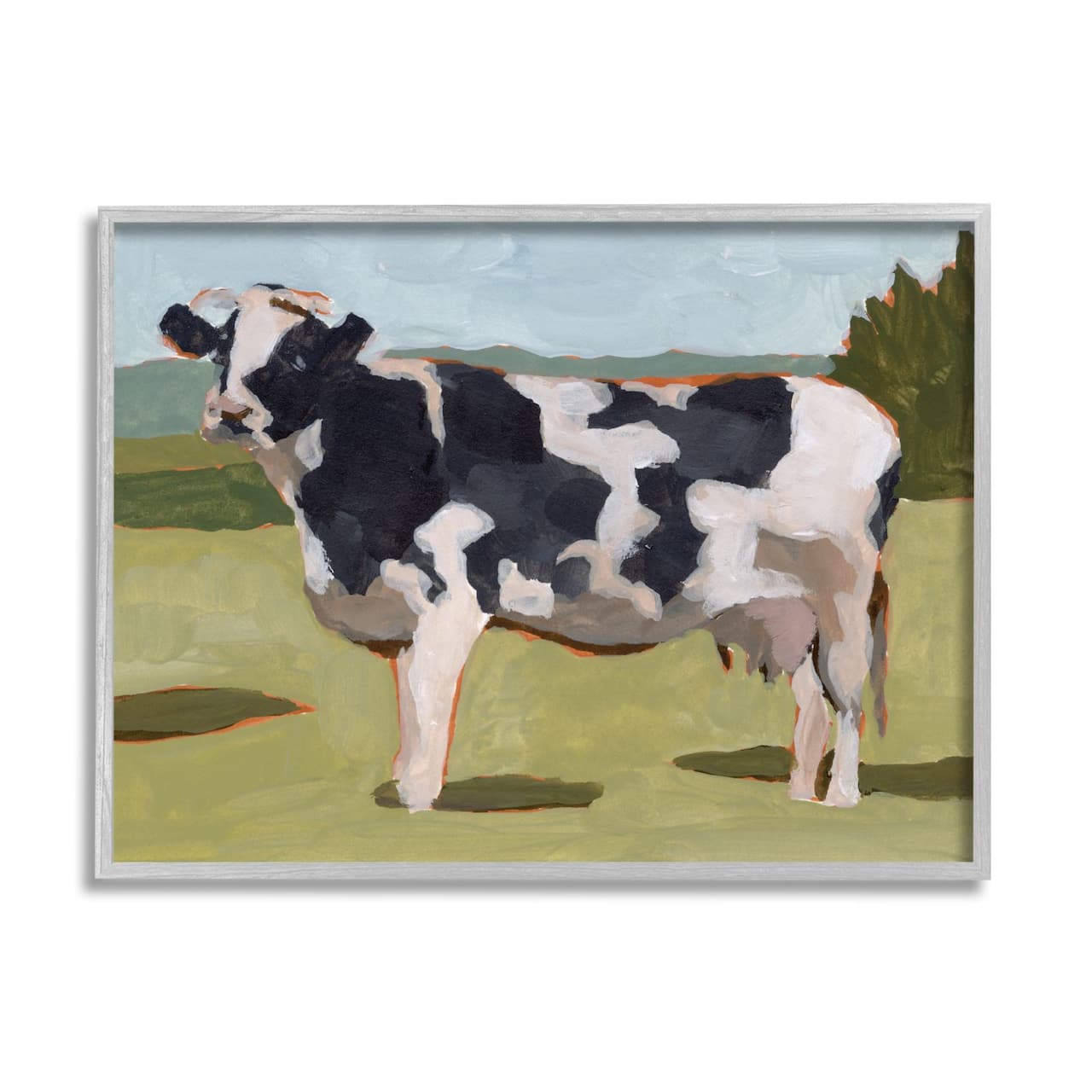 Stupell Industries Dairy Farm Cow Grazing Country Cattle Traditional Painting Framed Wall Art